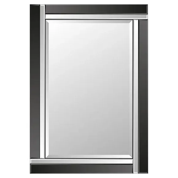 Wall Mirror with Double Frame - Black, Glass