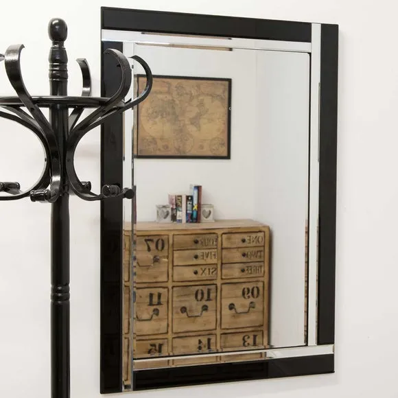 Wall Mirror with Double Frame - Black, Glass image