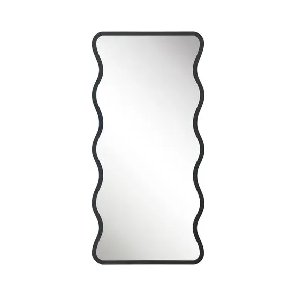 Wavy Rectangle Wall Mirror - Black, Metal