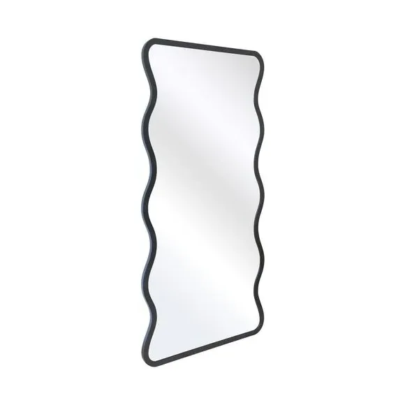 Wavy Rectangle Wall Mirror - Black, Metal