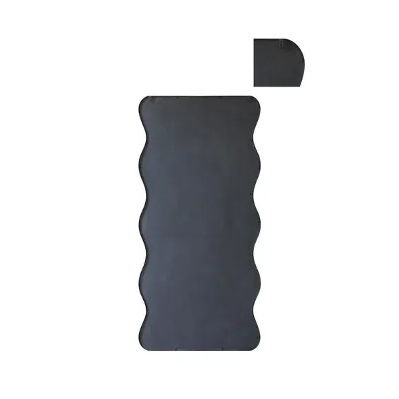 Wavy Rectangle Wall Mirror - Black, Metal
