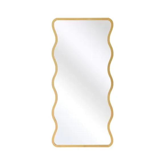 Wavy Rectangle Wall Mirror - Gold, Metal