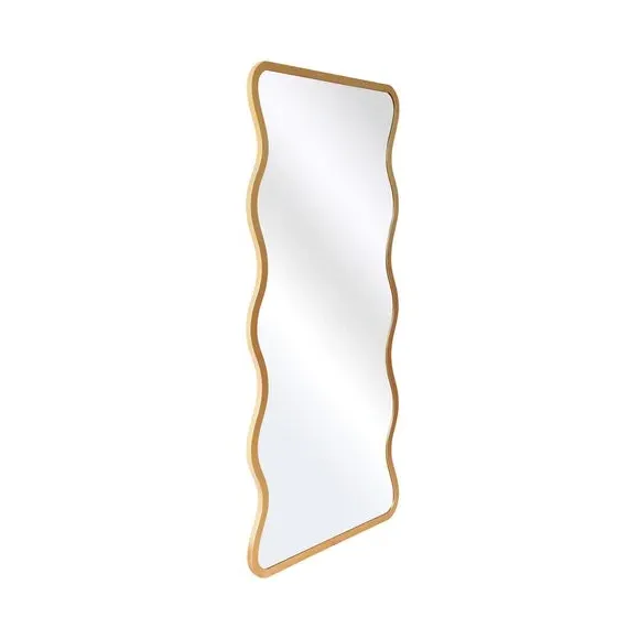 Wavy Rectangle Wall Mirror - Gold, Metal