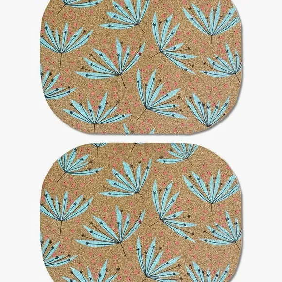 Set of 2 Placemats Wildflower Print - Natural Cork