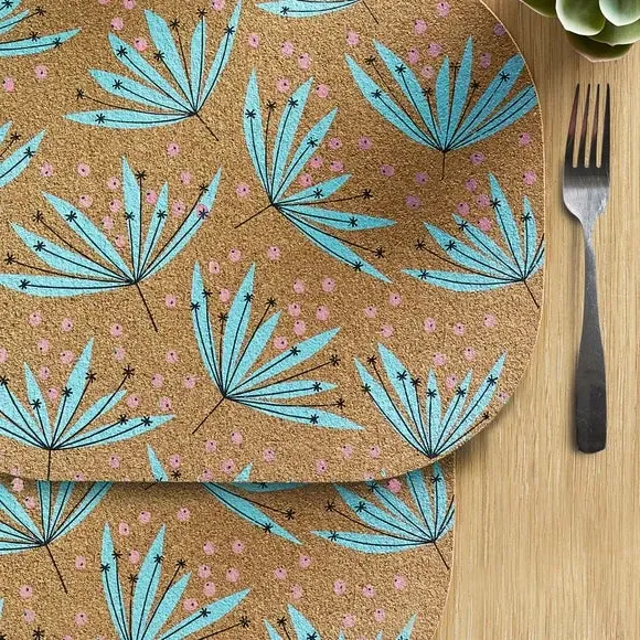 Set of 2 Placemats Wildflower Print - Natural Cork image