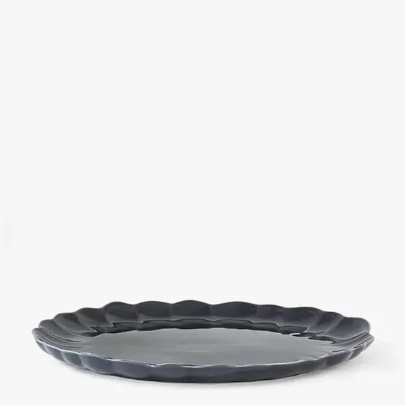 Scallop Serving Platter - Grey, Stoneware
