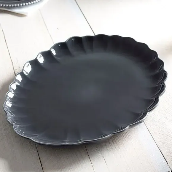 Scallop Serving Platter - Grey, Stoneware