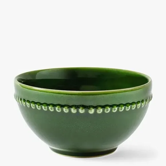Set of 2 Cereal Bowls with Beaded Edge - Green image