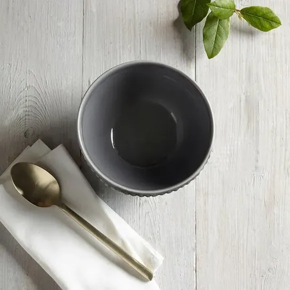 Set of 2 Cereal Bowls with Beaded Edge - Grey