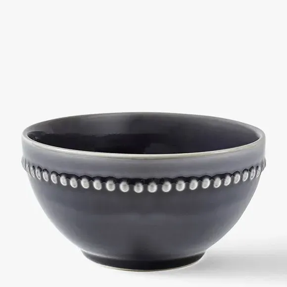 Set of 2 Cereal Bowls with Beaded Edge - Grey