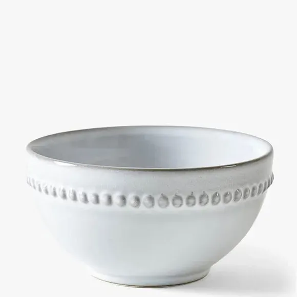 Set of 2 Cereal Bowls with Beaded Edge - White