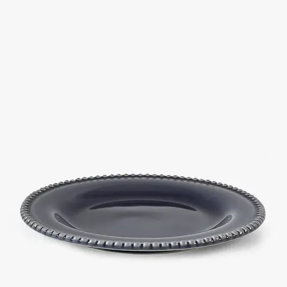 Set of 2 Dinner Plates with Beaded Edge - Grey