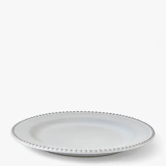 Set of 2 Dinner Plates with Beaded Edge - White
