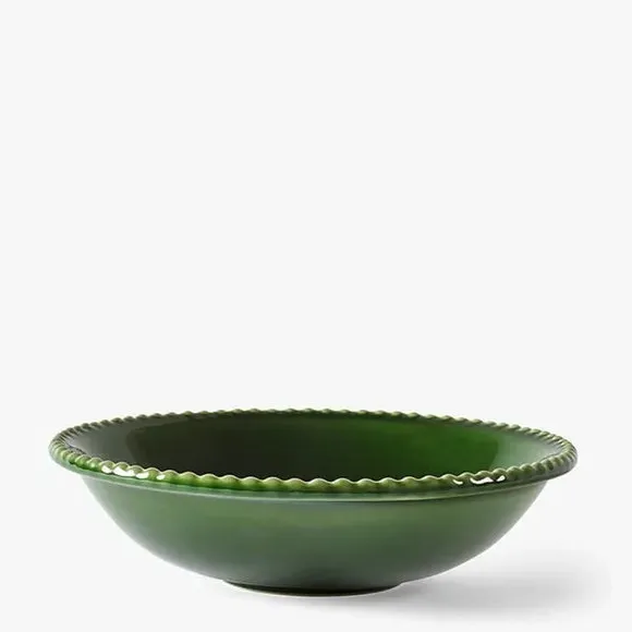 Set of 2 Pasta Bowls with Beaded Edge - Green
