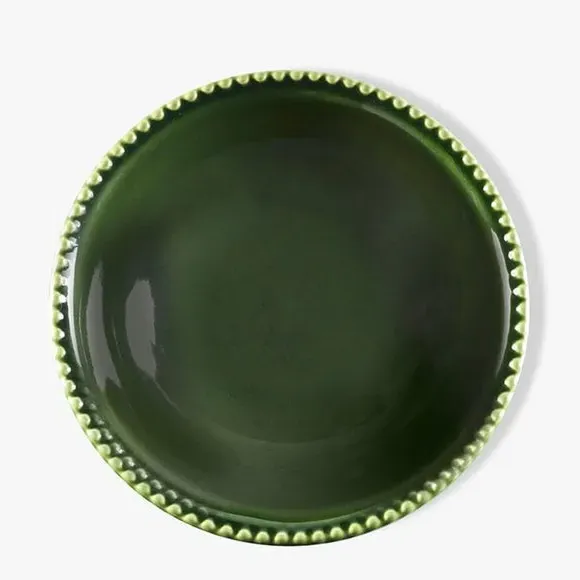 Set of 2 Pasta Bowls with Beaded Edge - Green