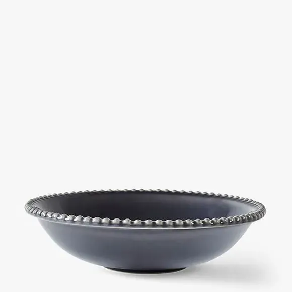 Set of 2 Pasta Bowls with Beaded Edge - Grey