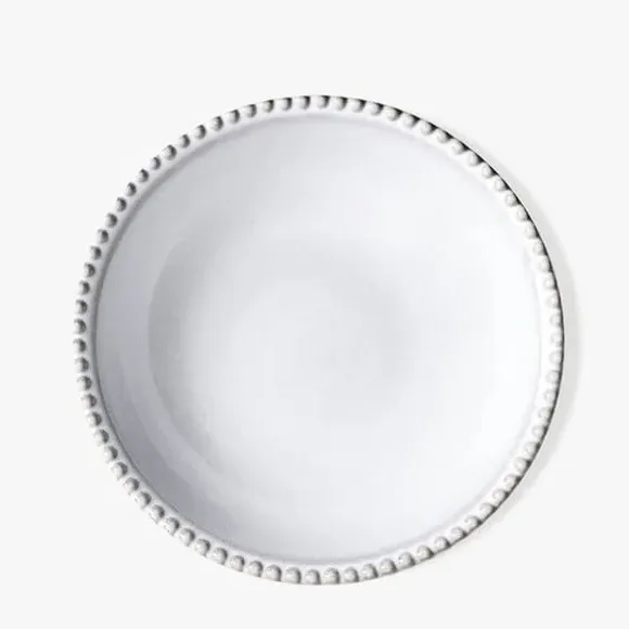 Set of 2 Pasta Bowls with Beaded Edge - White