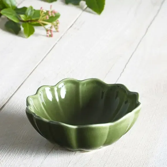 Set of 2 Scallop Dip Bowls - Green, Stoneware image
