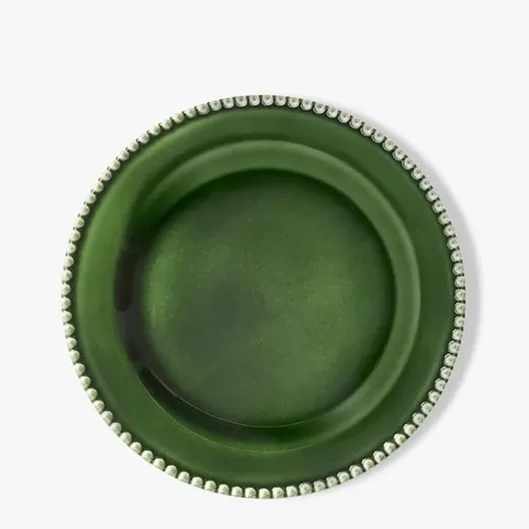 Set of 2 Side Plates with Beaded Edge - Green