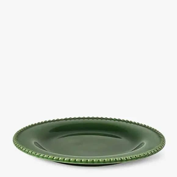 Set of 2 Side Plates with Beaded Edge - Green