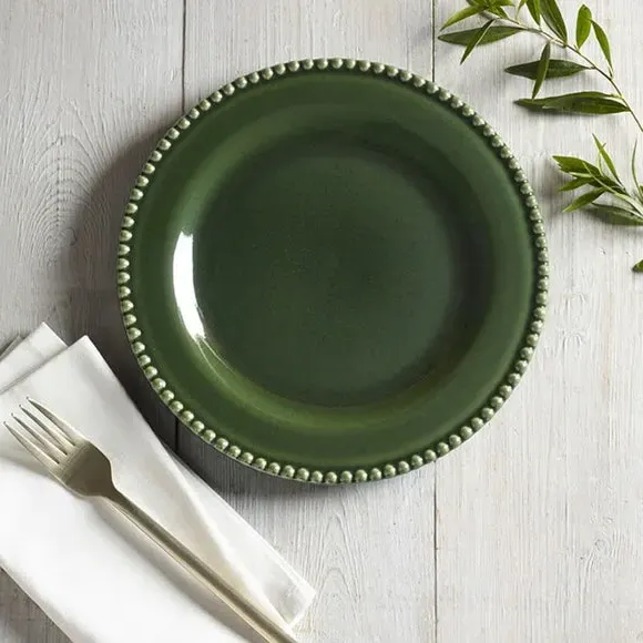 Set of 2 Side Plates with Beaded Edge - Green image