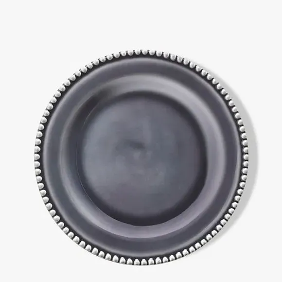 Set of 2 Side Plates with Beaded Edge - Grey