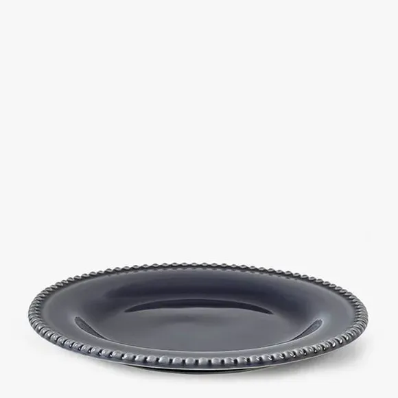 Set of 2 Side Plates with Beaded Edge - Grey