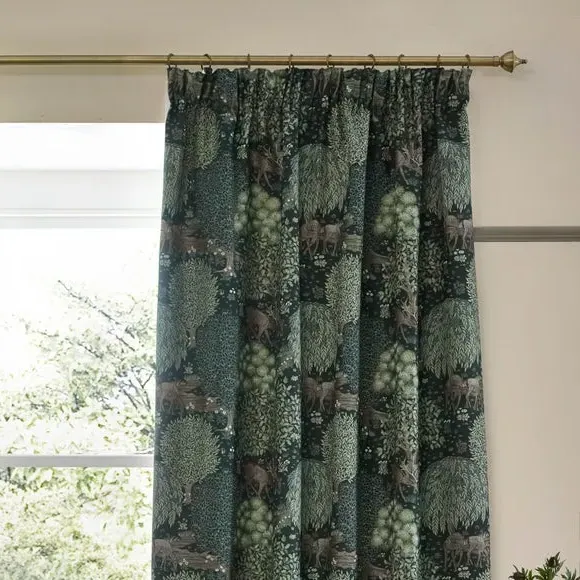 Jacquard Pencil Pleat Curtains - Forest, Polyester image