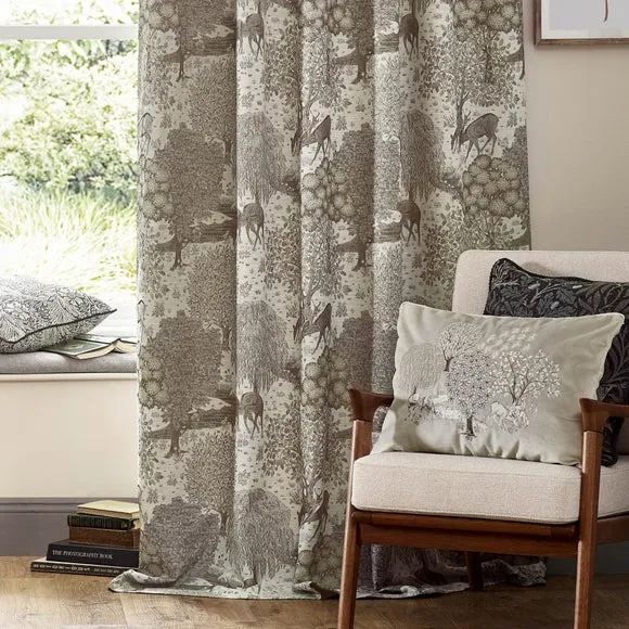Jacquard Pencil Pleat Curtains - Linen, Polyester