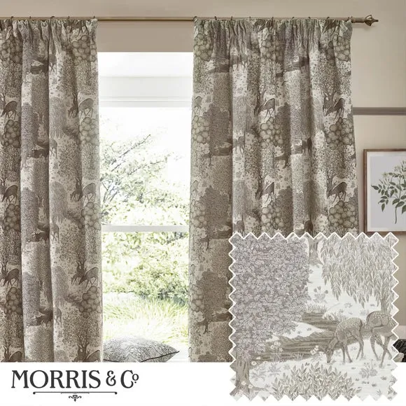 Jacquard Pencil Pleat Curtains - Linen, Polyester