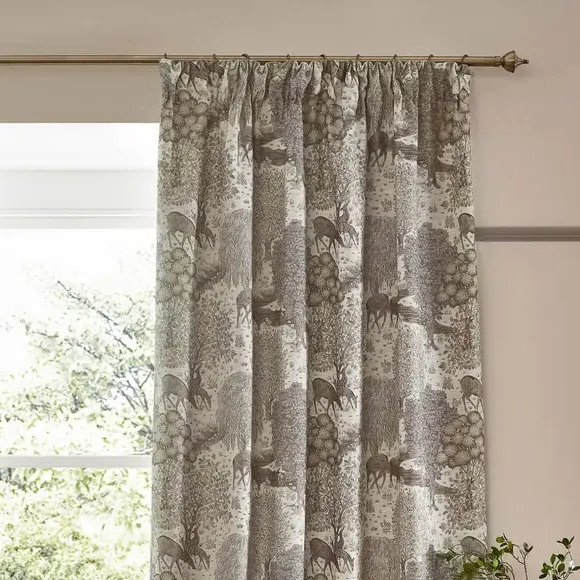 Jacquard Pencil Pleat Curtains - Linen, Polyester