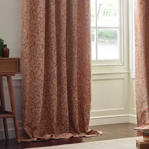 Pencil Pleat Curtains with Acorn Pattern - Brick
