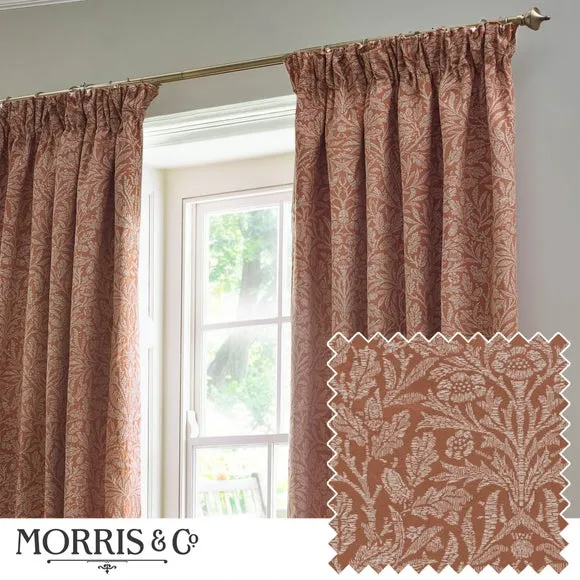 Pencil Pleat Curtains with Acorn Pattern - Brick