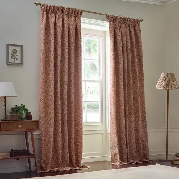 Pencil Pleat Curtains with Acorn Pattern - Brick image