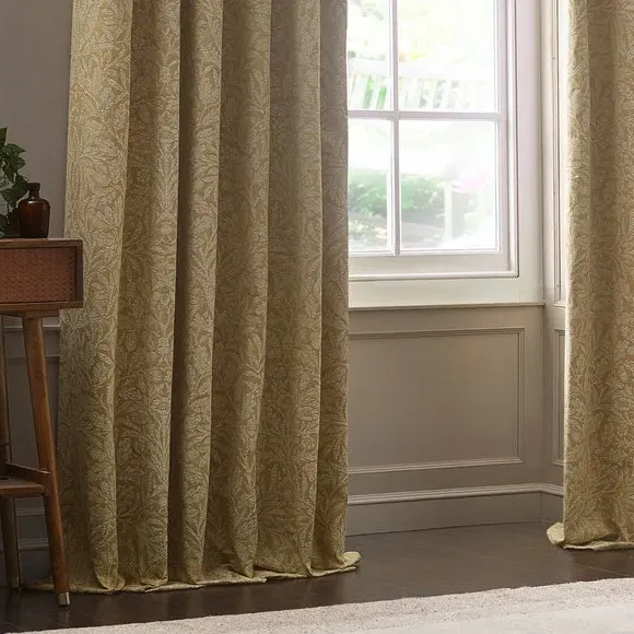 Pencil Pleat Curtains with Acorn Pattern - Gold