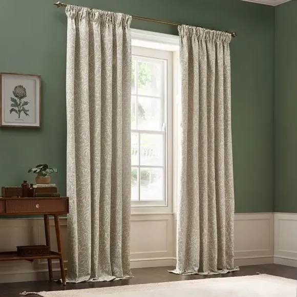 Pencil Pleat Curtains with Acorn Pattern - Ivory