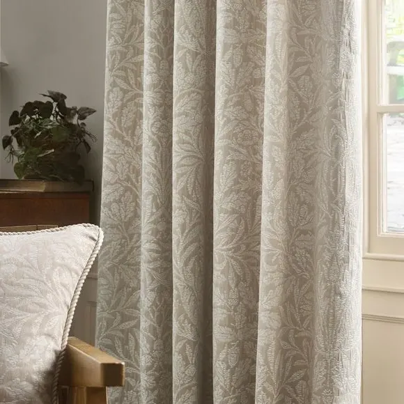 Pencil Pleat Curtains with Acorn Pattern - Linen