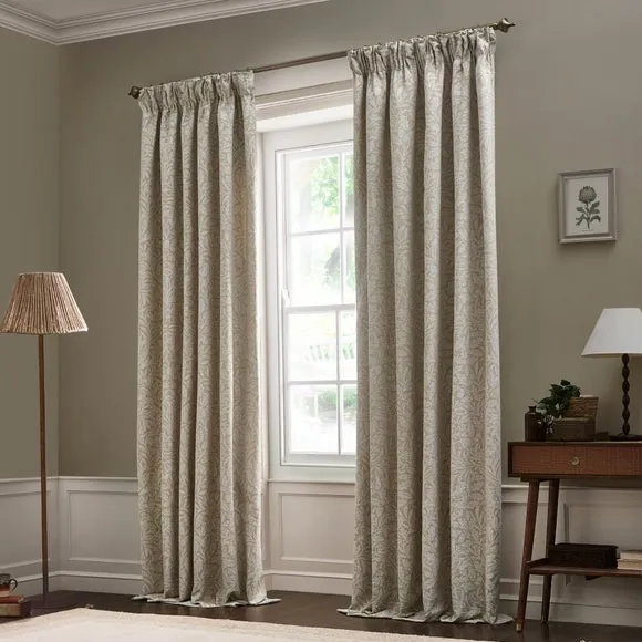 Pencil Pleat Curtains with Acorn Pattern - Linen