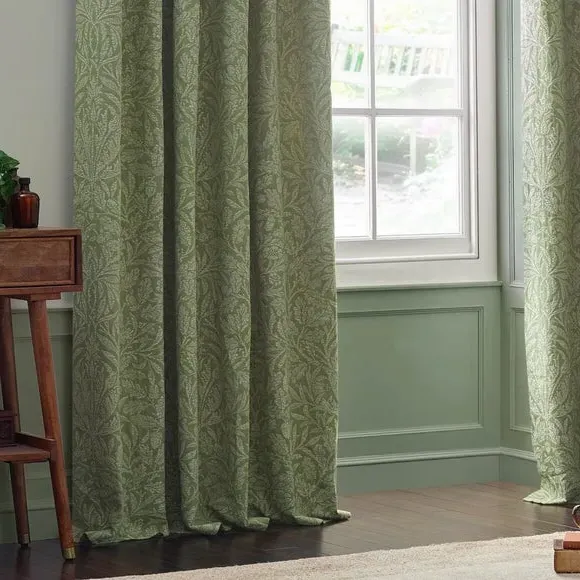 Pencil Pleat Curtains with Acorn Pattern - Sage