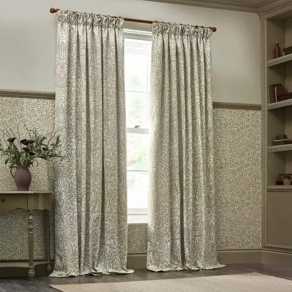 Pencil Pleat Curtains with Acorn Pattern - Stone image