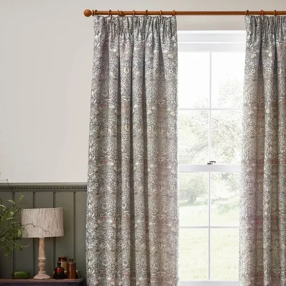 Pencil Pleat Curtains with Lining - Biscuit, Jacquard