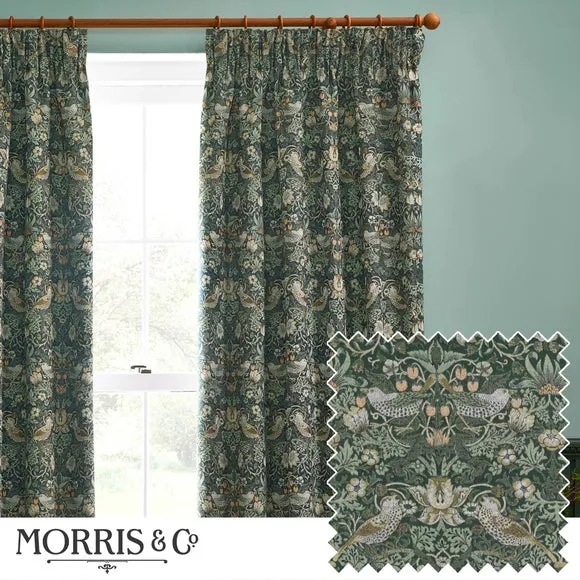 Pencil Pleat Curtains with Lining - Forest, Jacquard