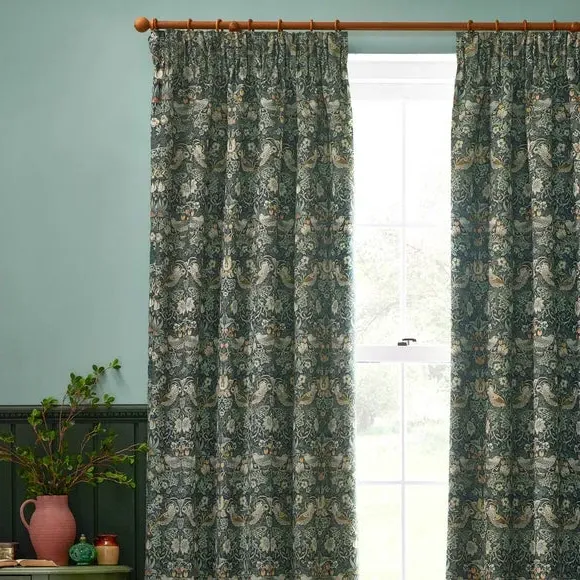 Pencil Pleat Curtains with Lining - Forest, Jacquard