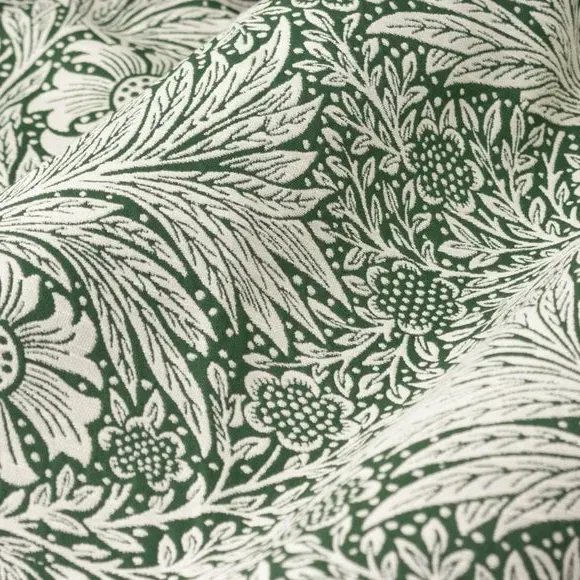 Pencil Pleat Curtains with Lining - Green, Jacquard