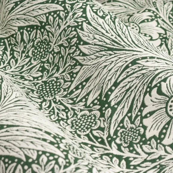 Pencil Pleat Curtains with Lining - Green, Jacquard