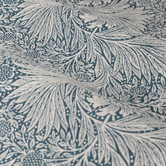 Pencil Pleat Curtains with Lining - Indigo, Jacquard