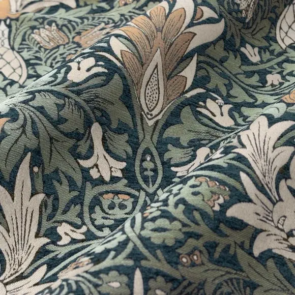 Pencil Pleat Curtains with Lining - Indigo, Jacquard