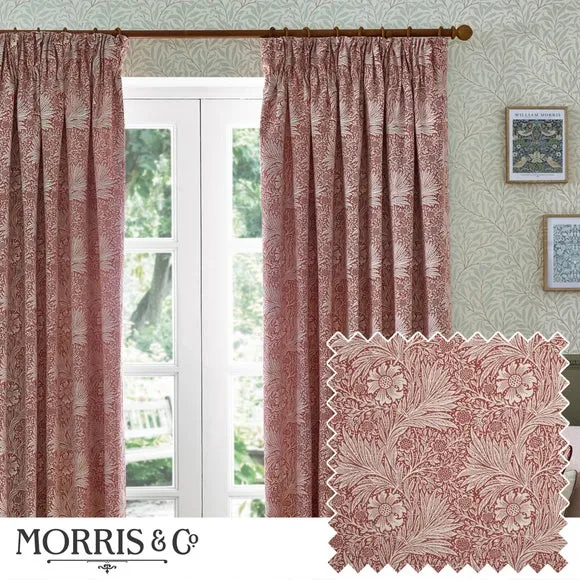 Pencil Pleat Curtains with Lining - Russet, Jacquard
