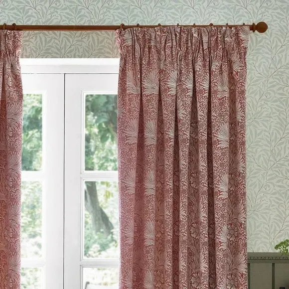 Pencil Pleat Curtains with Lining - Russet, Jacquard