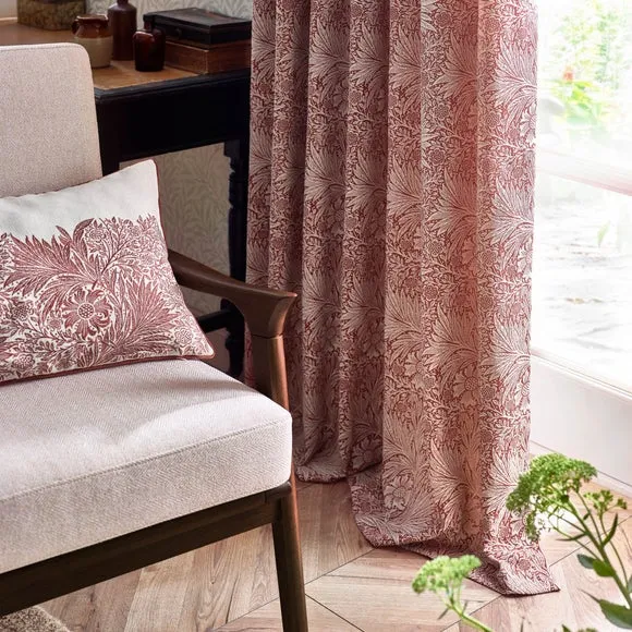 Pencil Pleat Curtains with Lining - Russet, Jacquard